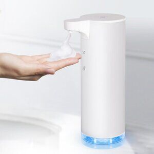 Automatic Foaming Soap Dispenser Rechargeable Stainless Steel 9oz White Open Box